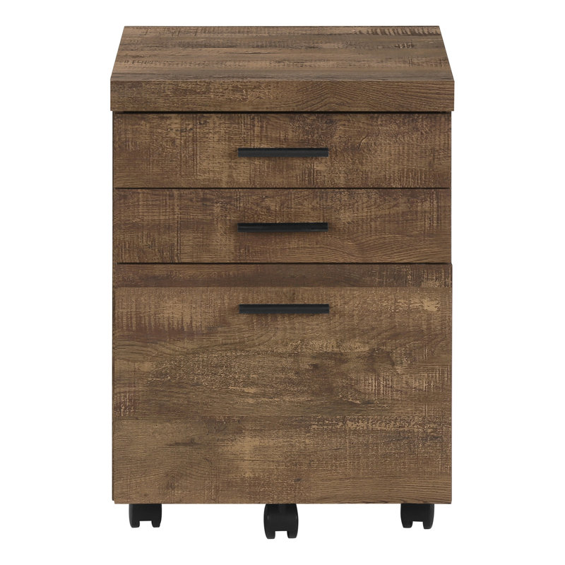 Classeur, mobile à roulettes, tiroirs de rangement, support pour imprimante, bureau, bureau, stratifié brun, contemporain, moderne