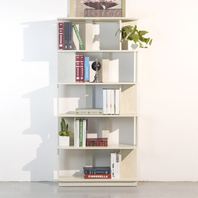31,5 "L x 64,56" H Bibliothèque libre Combinaison moderne 5 niveaux Bibliothèque ouverte Panneau de rangement en bois aggloméré pour le salon Bureau à domicile Décoration de chambre à coucher Organisateur, tablettes multimédia