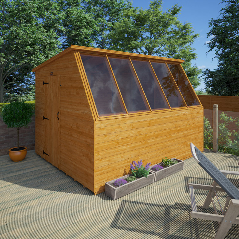 Solid Wood Shiplap Pent Garden Shed, 10ft. W x 8ft. D