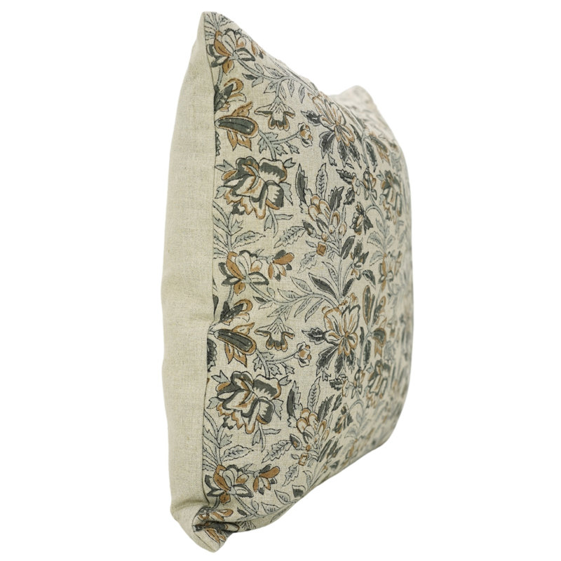 Housse de coussin Fabcline en lin pur, décor maison de campagne (Kudrat, gris), H 22 po x l 22 po, Carré