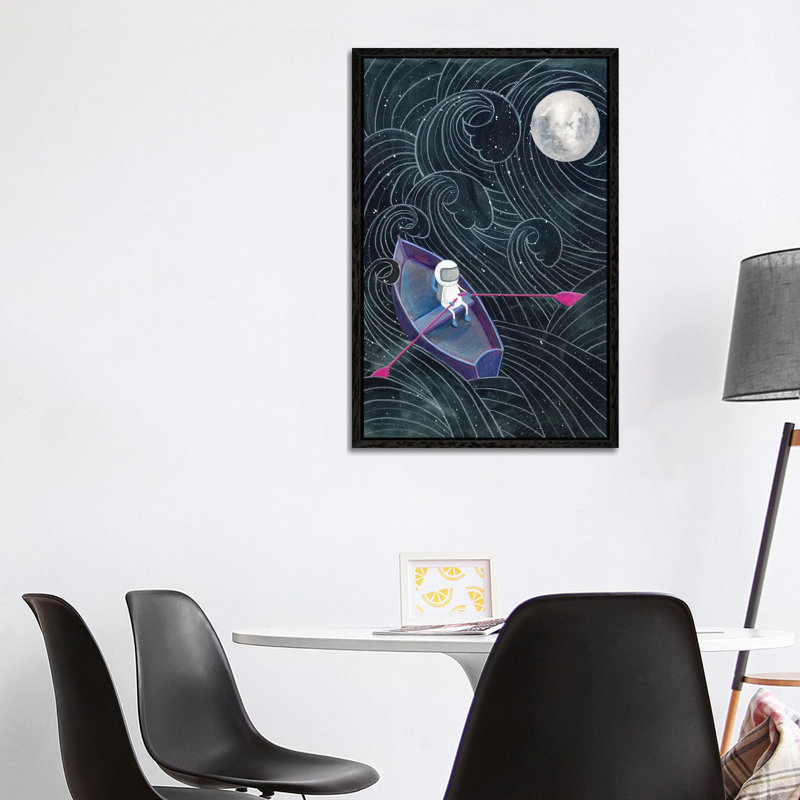Boat To The Moon by Rachel Nieman - Gallery-Wrapped Canvas Giclée on Canvas, Black Floater Framed, 101.6 cm H x 66.04 cm W