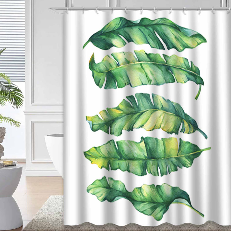 Feuille verte exotique, feuilles de bananier tropicales, aquarelle avec 12 crochets, L 72 po x l 78 po
