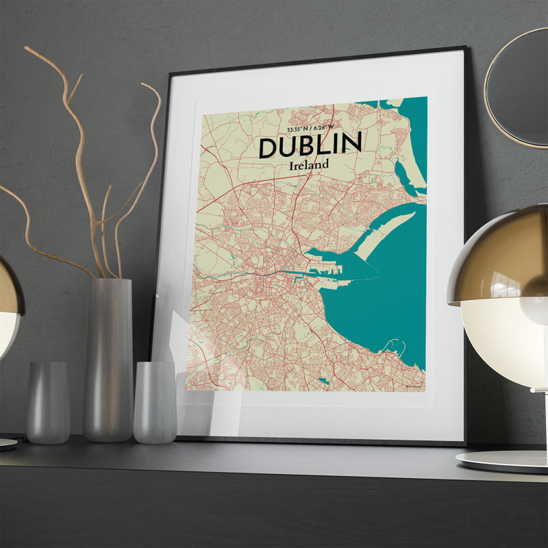 Dublin City Map In Tricolour - No Frame Print, 20cm H x 16cm W x 0.05cm D