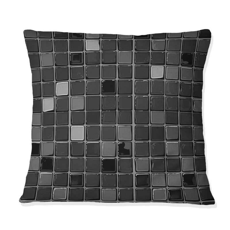 Carreaux de mosaïque noir moderne VII - Coussin moderne, H 18 po x l 18 po