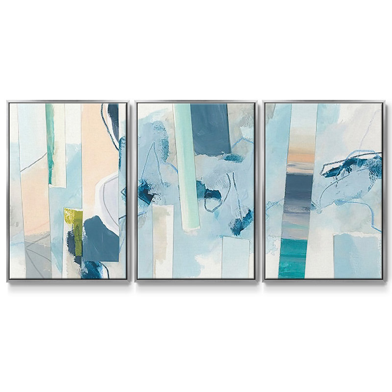 Liquide Strata II - Toile encadrée multi-pièces, Argent, H 24 po x l 48 po x P 2 po