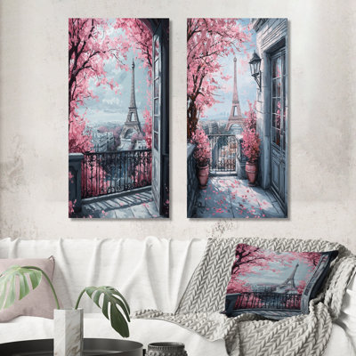 Ensemble de 2 roses roses Paris Eiffel
