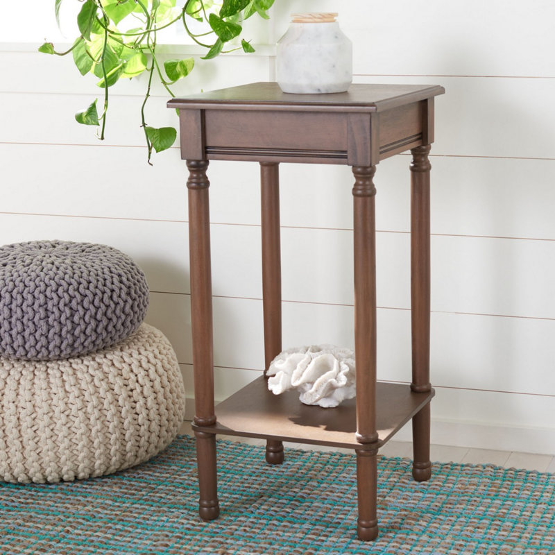 Modern Peters 28.3" End Table – Solid Pine & Engineered Wood, Vintage-Inspired Accent Table for Home, Brown