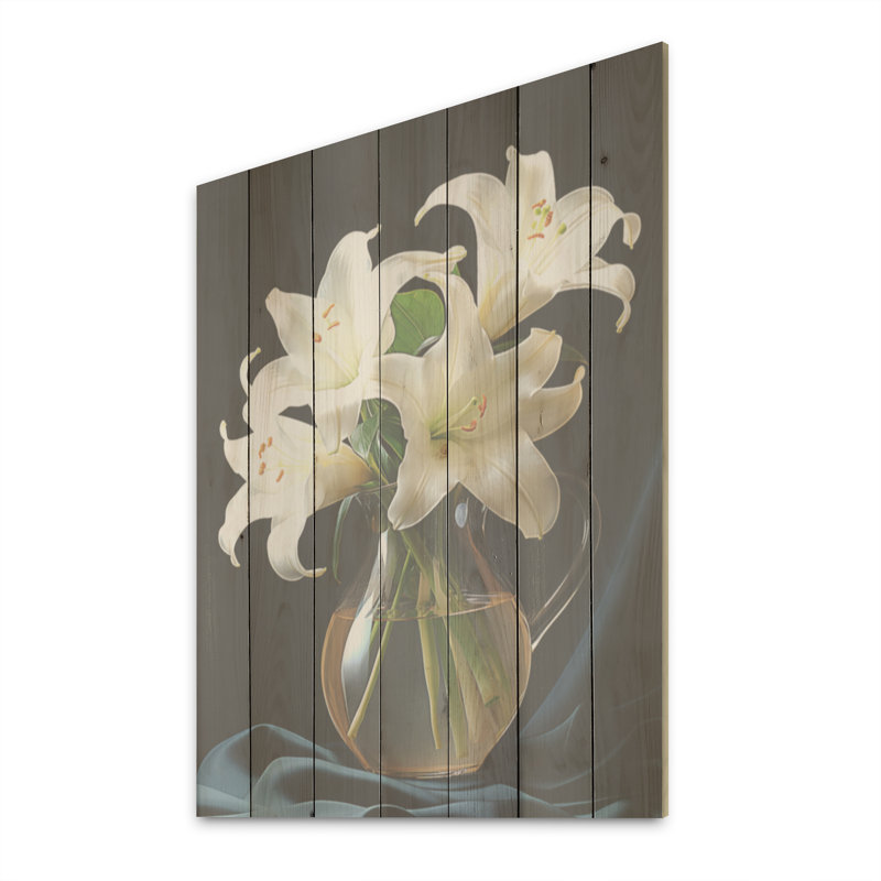Perle pureté nature morte - panneau de fleurs en bois sur bois de pin naturel, H 40 po x l 30 po