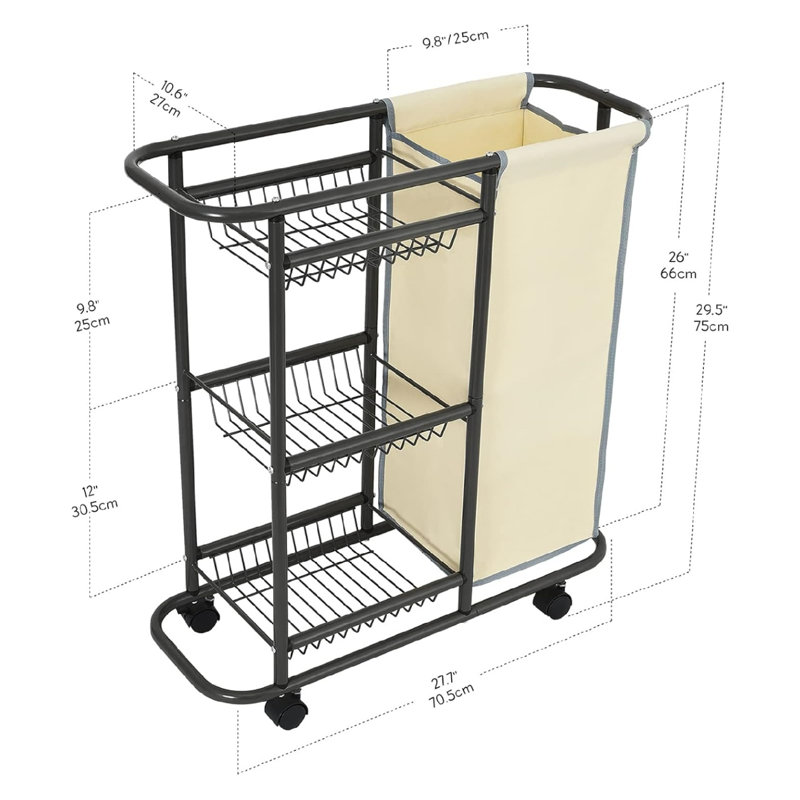 Chariot de tri de linge pour vêtements, Beige