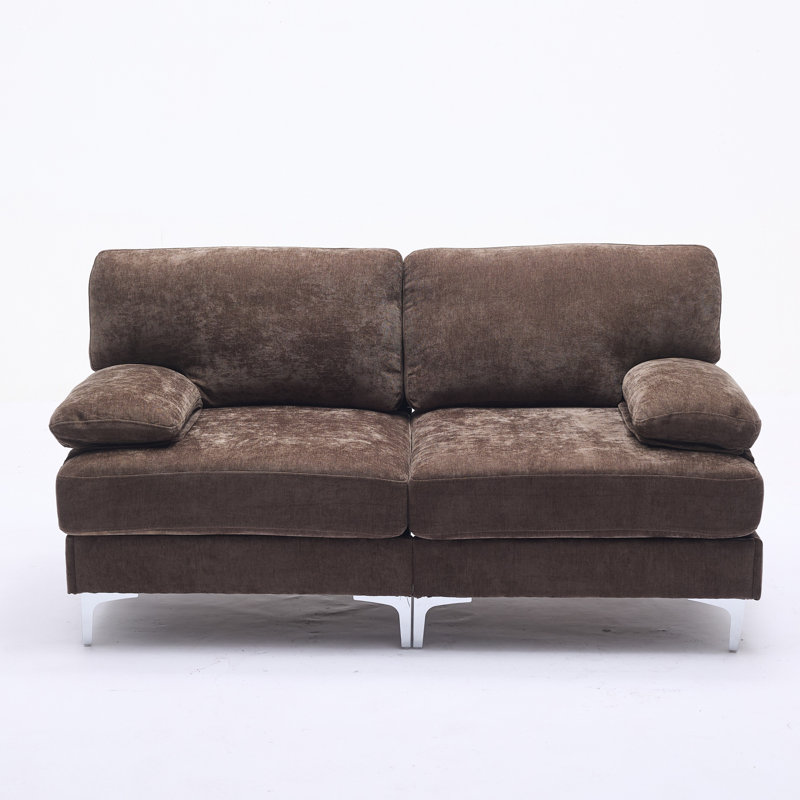Modular Chenille Oversized Upholstered Sofa, Brown