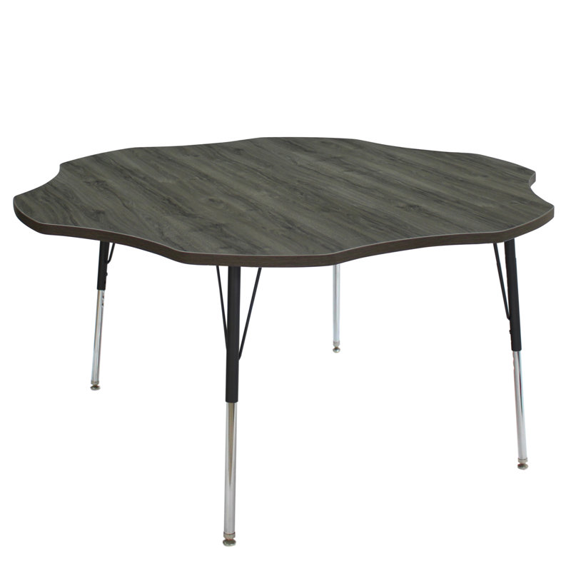 Table d'activité avec pieds réglables La Madera, Bois gris / noir, Roulement pivotant standard