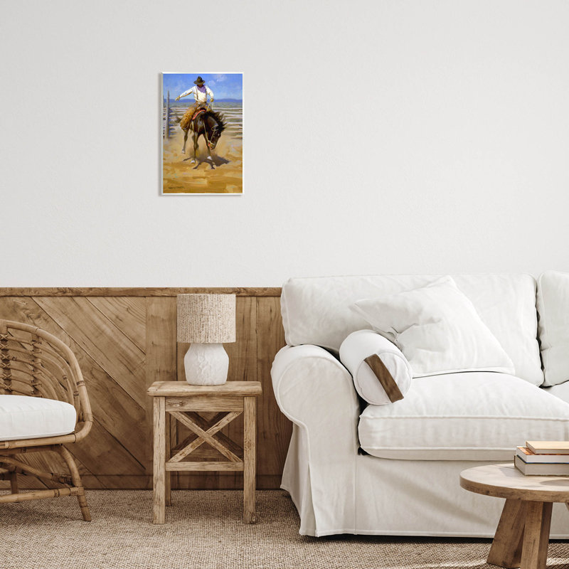 Équitation, art jodo par Jimmy Dyer, H 15 po x l 10 po x P 0,5 po, Bois