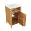 Meuble-lavabo autoportant en bois de 20 po avec lavabo, pieds en bois massif, tiroir inclinable et tablette réglable