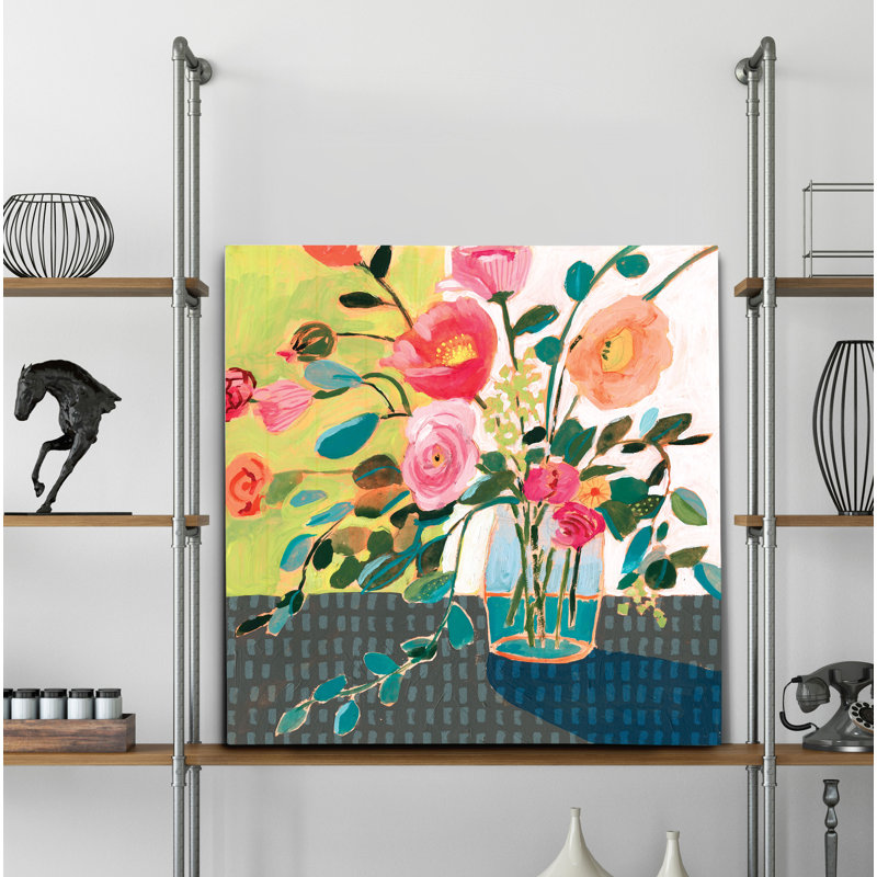 « excentrique bouquet ii », peinture, H 40 po x l 40 po x P 1,5 po, Toile tendue