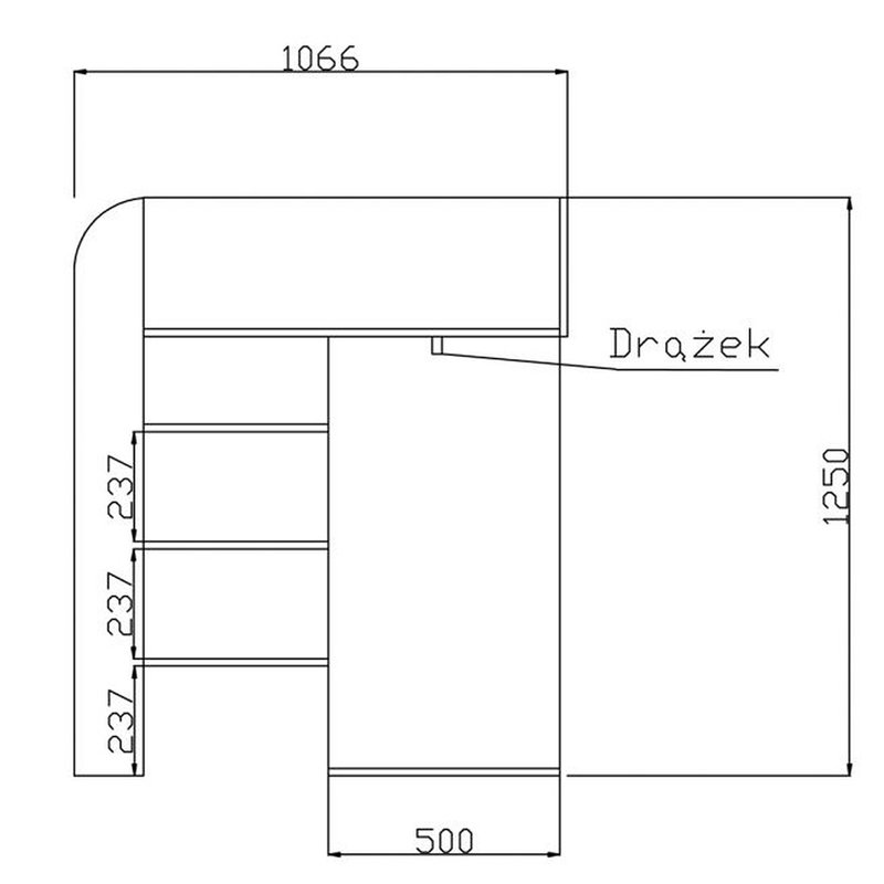 Graber European Single (90 X 200 Cm) Loft Bed Children's Bed , Youth Bed with Storage Included with Desk Included, White