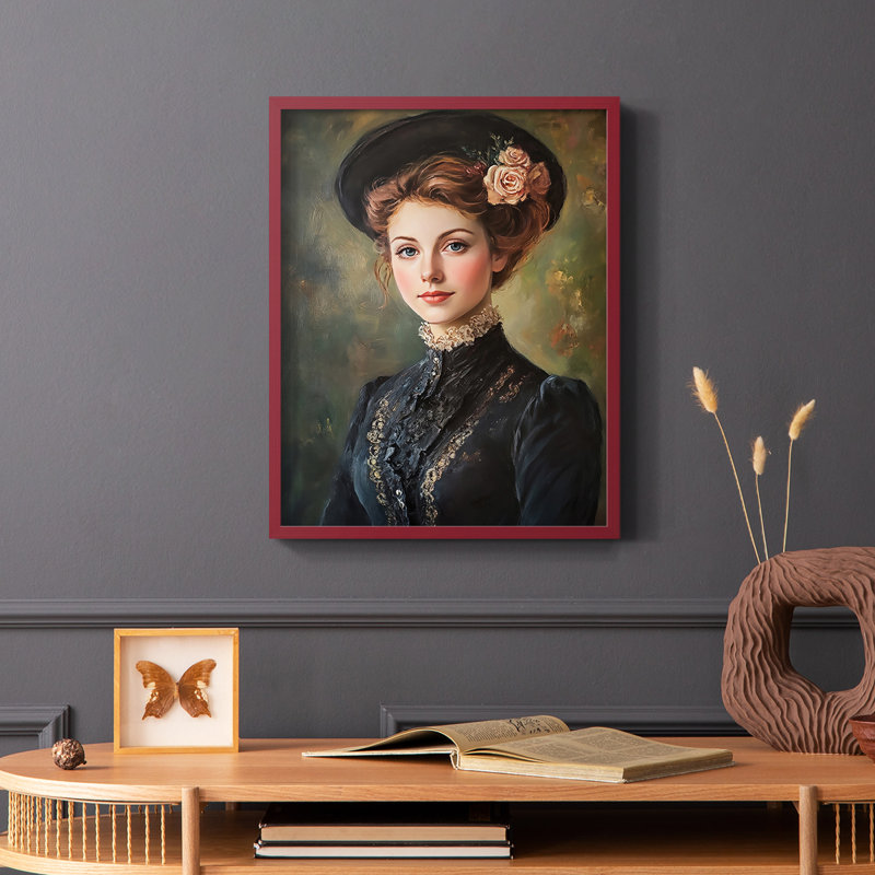 WOMEN Series CLxxix - reproduction encadrée de qualité supérieure - prête à être accrochée - aucun clou requis, Rouge