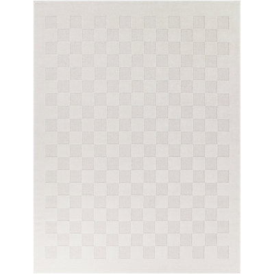 Abram Cream Indoor/Outdoor Checkered High-Low Area Rug