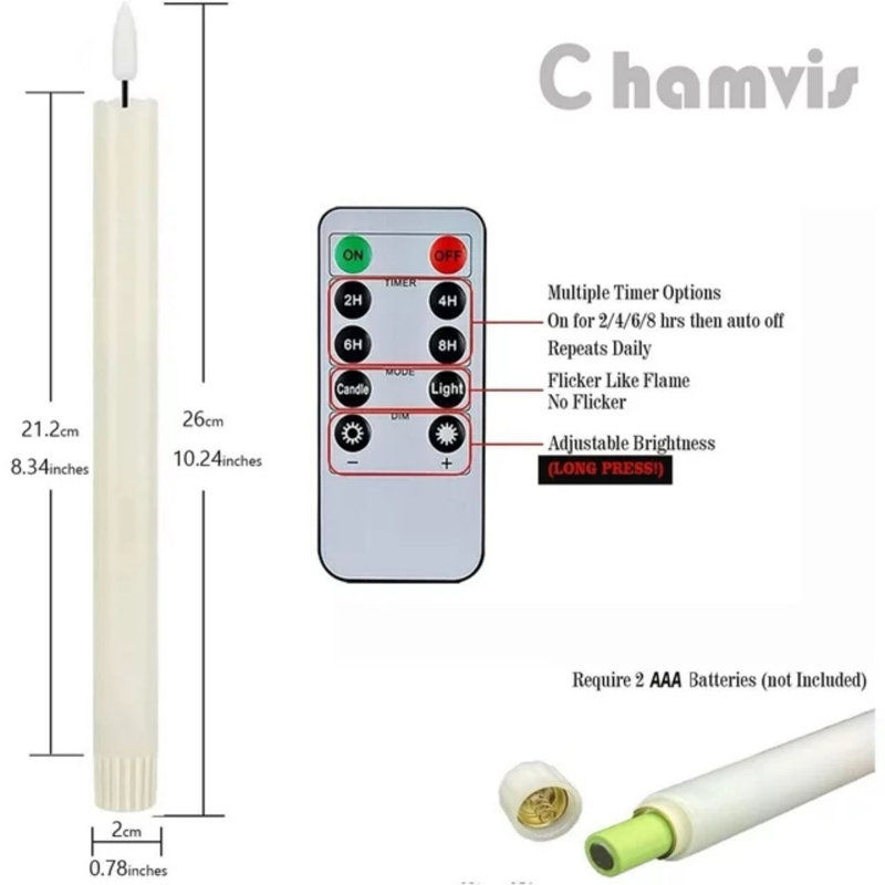 Flameless Taper Candle