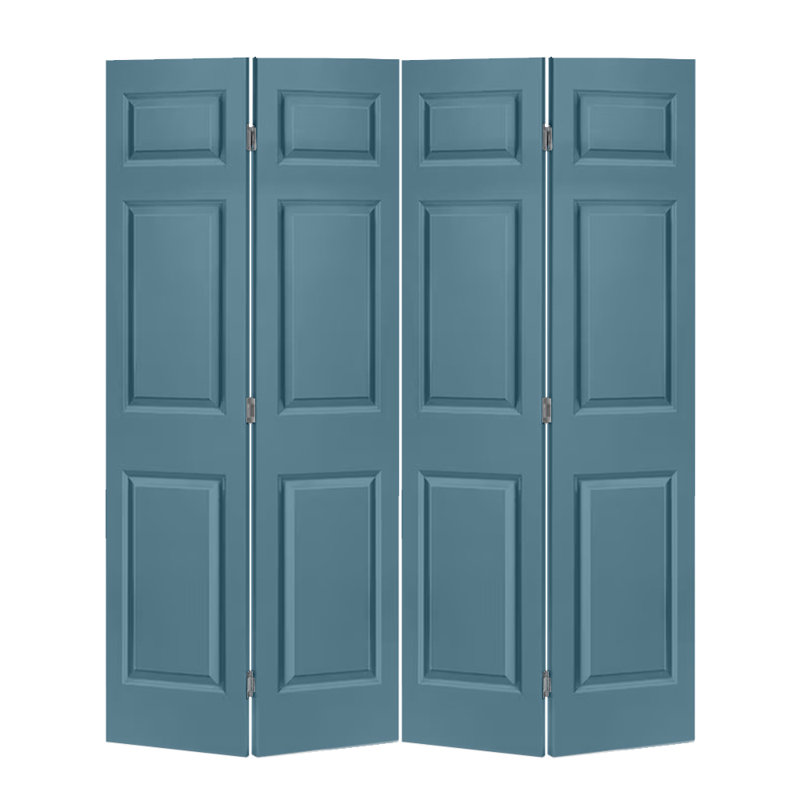 Panelled Wood and Metal Bi-Fold Door, 80'' H x 48" W, Dignity Blue