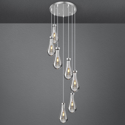 Luminaires suspendus Raindrop pour îlot de cuisine Luminaires suspendus en forme de goutte d'eau en verre transparent pour salle à manger, porche, couloir, salon