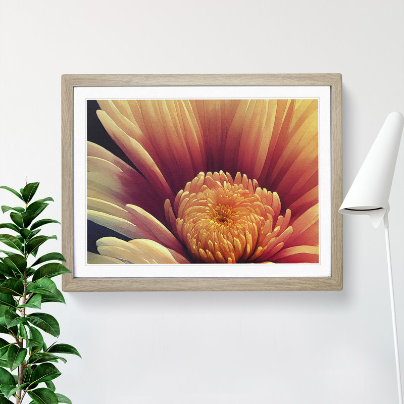 Dramatic Flower - Single Picture Frame Print, Oak Framed, 46cm H x 64cm W x 2cm D