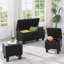 Grand ensemble de repose-pieds avec rangement, repose-pieds combiné 3 en 1, repose-pieds en lin-57073960