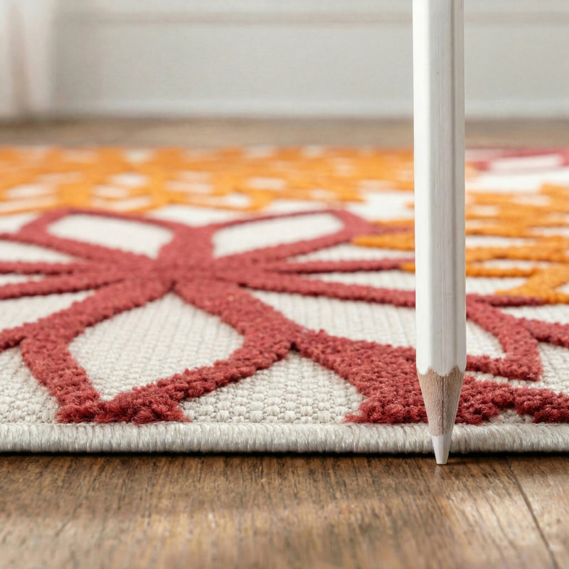 Geib Performance Floral Indoor / Outdoor Rug, Round 5'3"