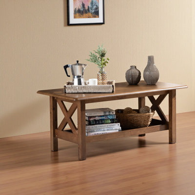 Engage Rectangular Wood Coffee Table With Lower Shelf, 17.25" H X 20.73" D X 40.74" W