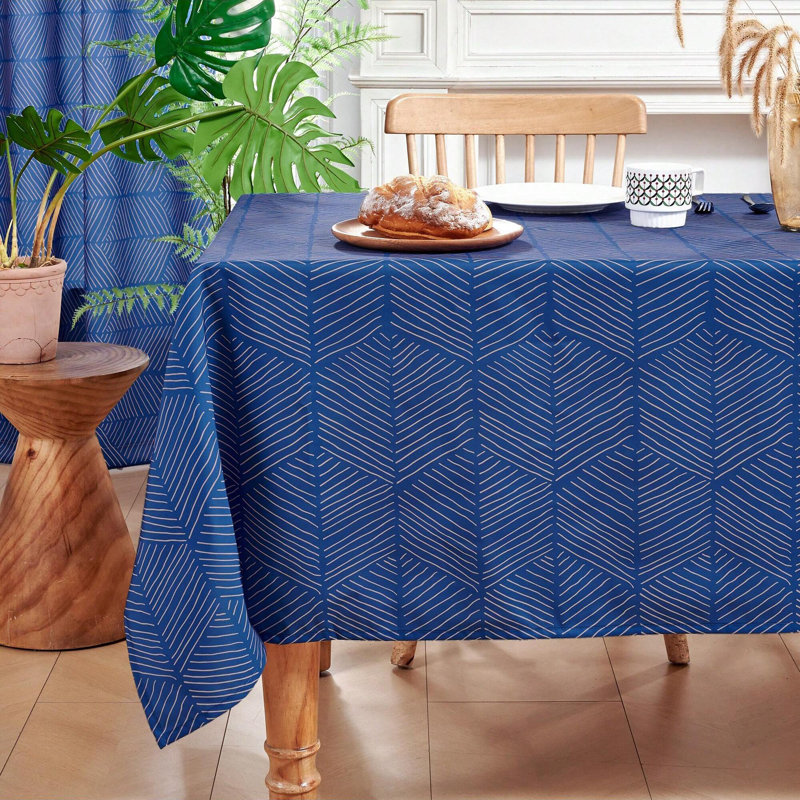 Geometric Patterned Tablecloth, 1 PCS, Blue, 54" x 102"