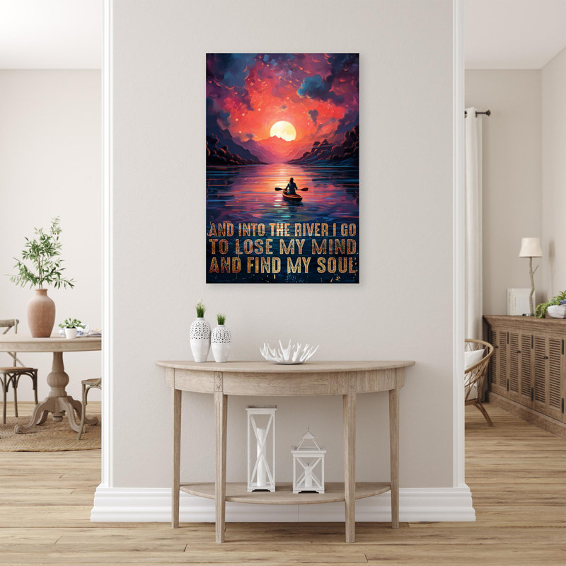«Kayayak And Into The River», reproduction d'art graphique sur toile tendue, H 36 po x l 24 po x P 1,25 po