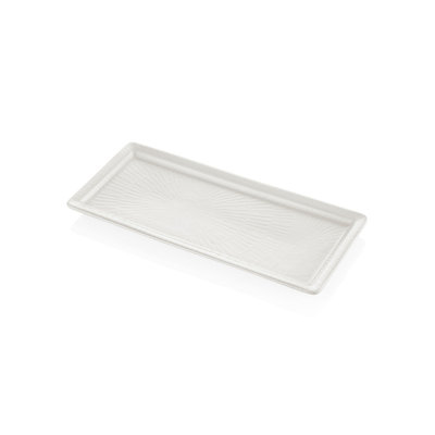 Élégant plateau en céramique crème, 6,3 x 13,8 x 0,4 pouces | 100% céramique durable, parfaite pour servir et recevoir | Idéal pour la décoration intérieure et les occasions spéciales, design élégant et fonctionnel