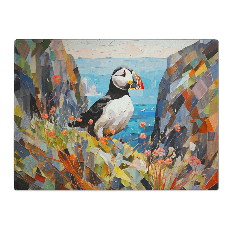 Puffin Hard Edge  Glass Chopping Board