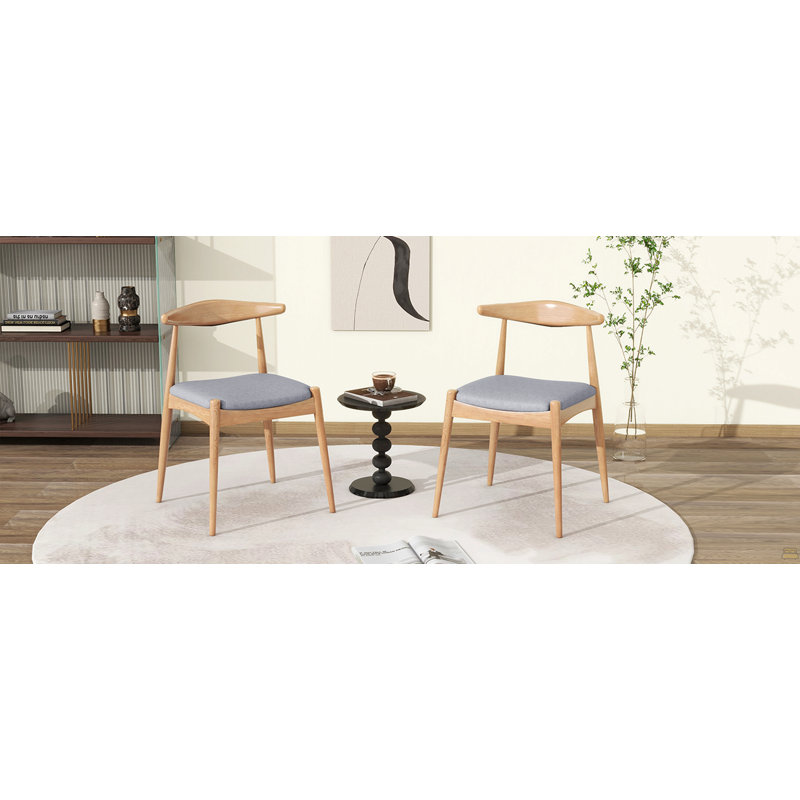 Ensemble de 2 chaises de salle à manger en bois d'hévéa avec dossier ergonomique et coussins de confort