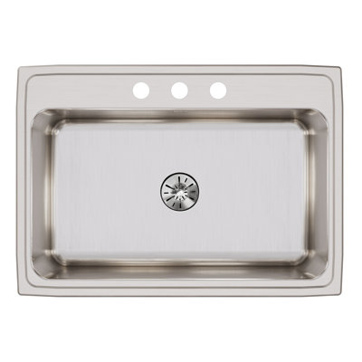 Lustertone 31" L x 22" W Drop-in Kitchen Sink with Drain Assembly and Basket Strainer