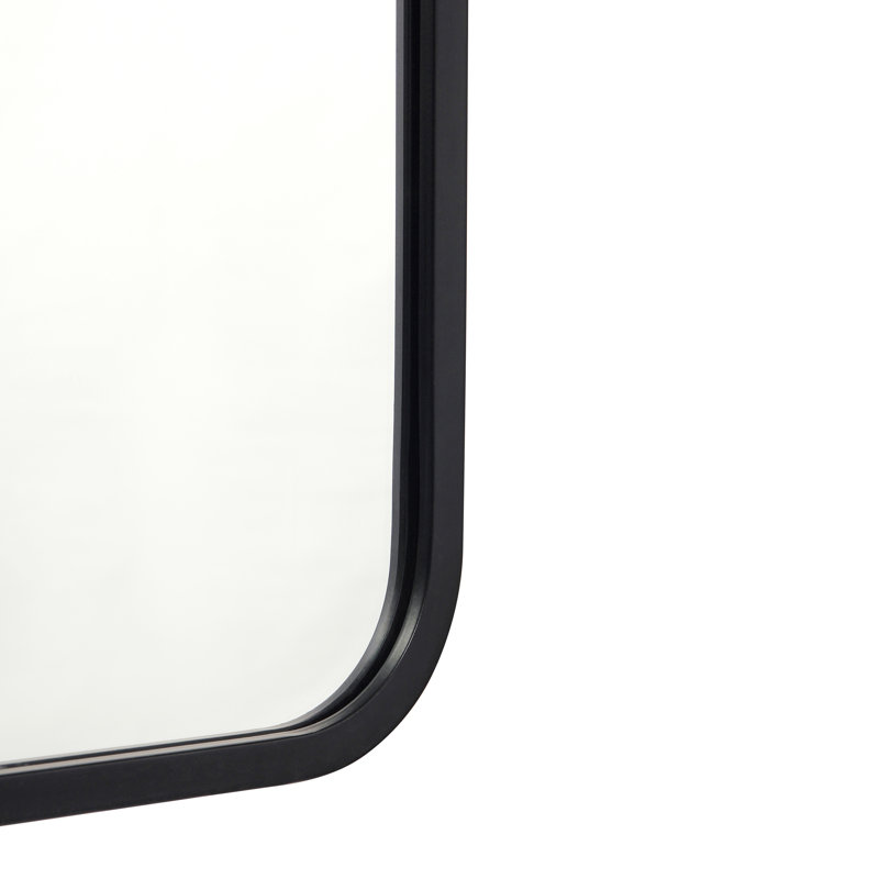 Miroir d'appoint mural incassable avec cadre en métal et coins arrondis Arelly, Noir, 36 po x 24 po