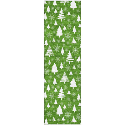 Premium Machine Washable Dockside AMF1815 Christmas Trees Rug