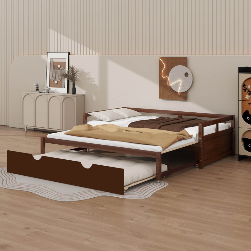 Lit de jour extensible simple avec lit gigogne, Espresso