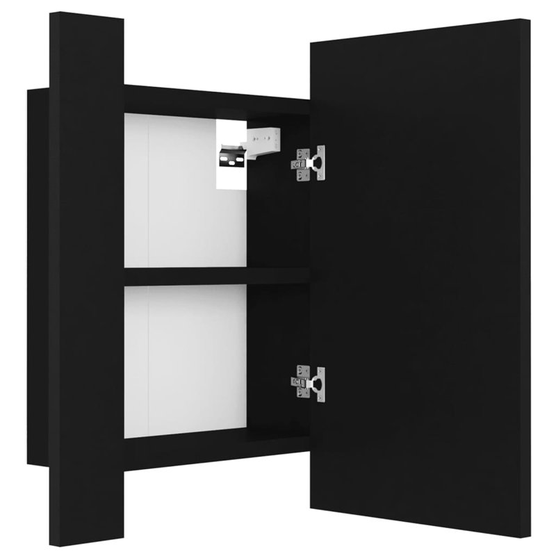 Engineered Wood Flat Wall Mirror, Black, 14.57" x 23.62"