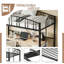 Lit mezzanine simple avec échelle et garde-corps à arche haute, lattes en métal robustes, conception peu encombrante, style de décoration moderne, assemblage facile-1678861193