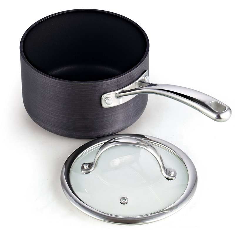 Cooks Standard 2-Quart Black Hard Anodized Nonstick Saucepan with Lid
