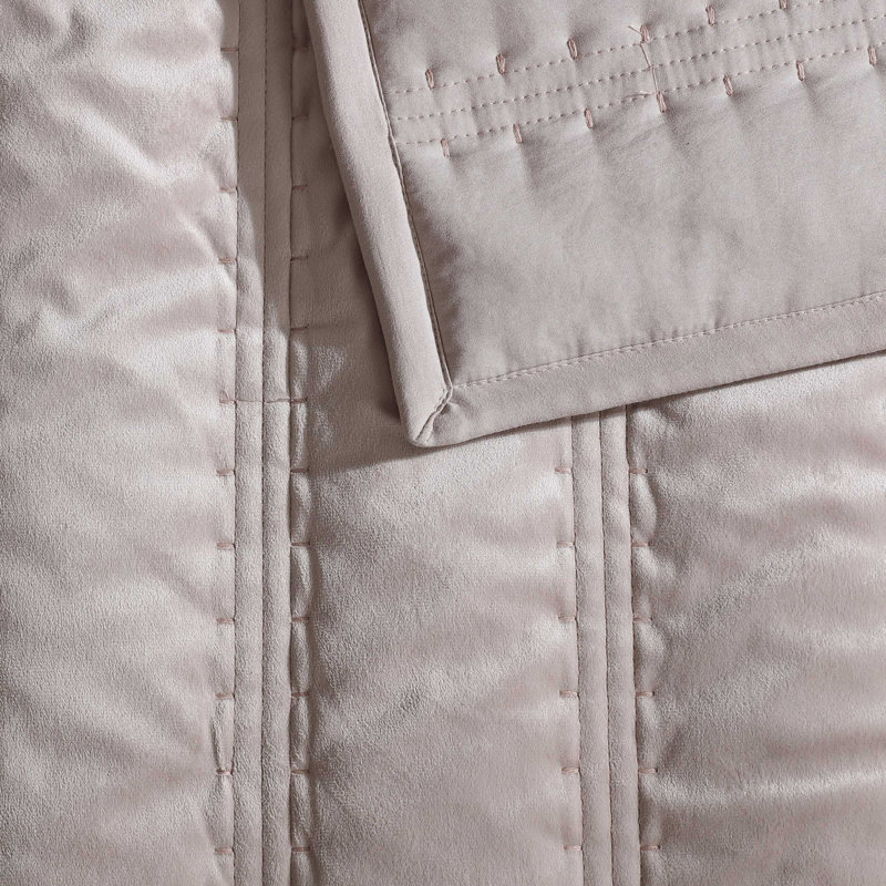 Vera Wang Linear Stitch Solid Quilt Set, Queen Quilt + 2 Standard Shams, French Clay