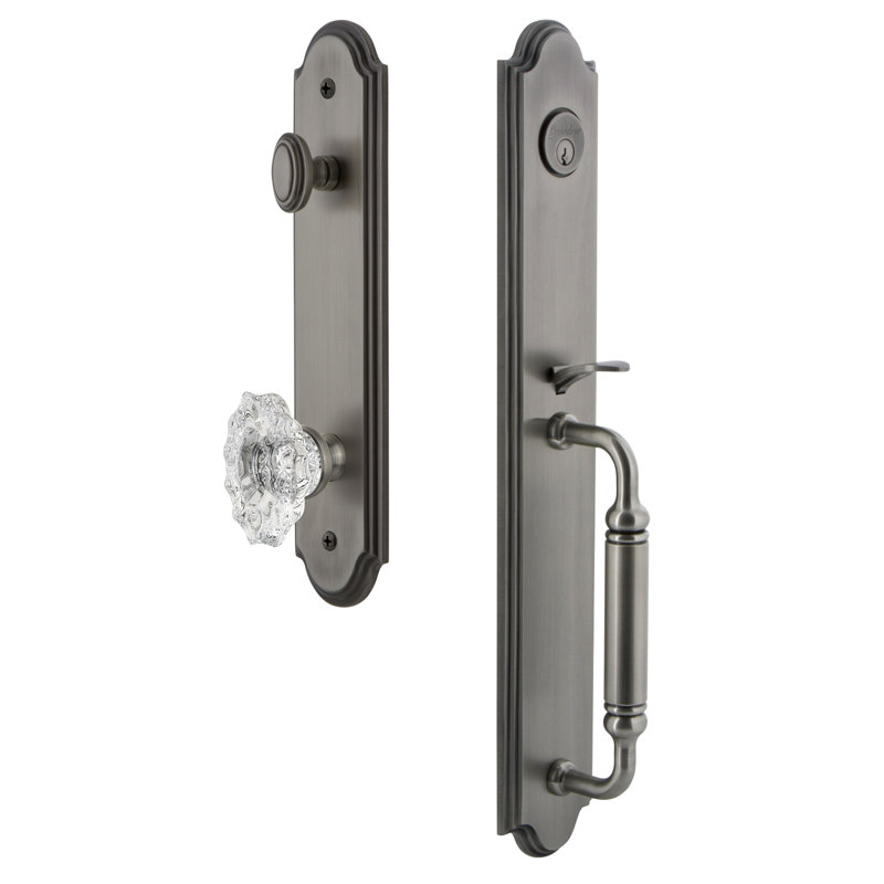 Arc One-Piece Complete Inactive Dummy Handleset with C Grip and Biarritz Knob, Antique Pewter