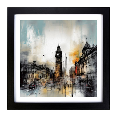 City Of Manchester Gestural Art - Single Picture Frame Print on Wood