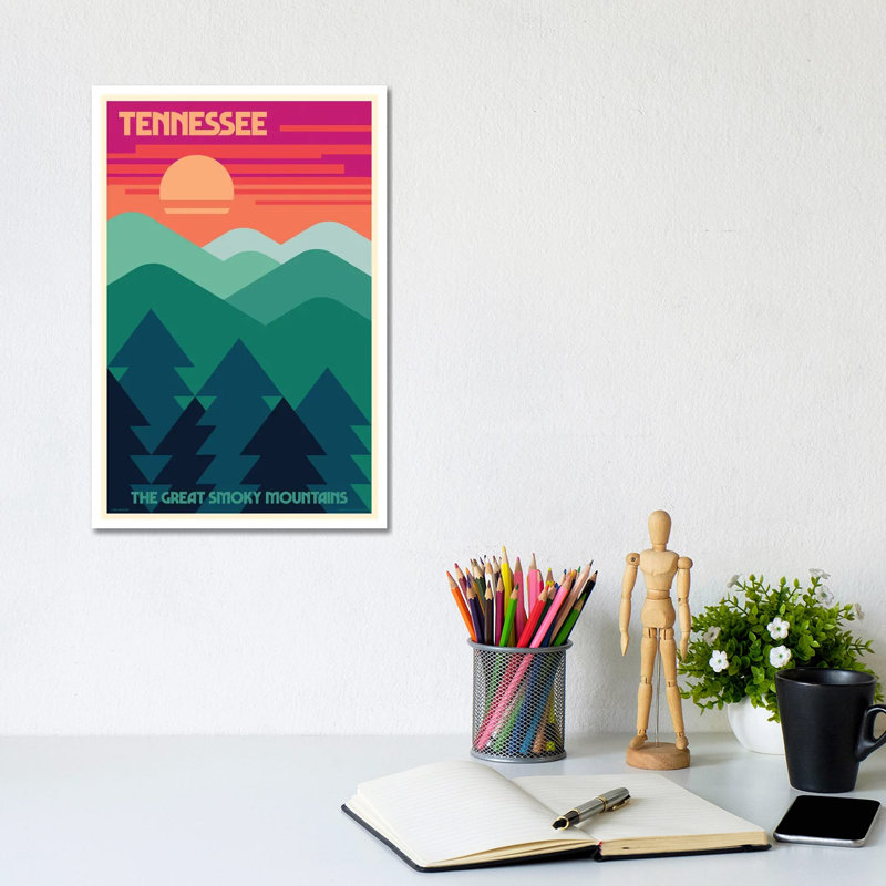Affiche de voyage rétro du Tennessee par Jim Zahniser - Publicité sur toile tendue, H 12 po x l 8 po x P 0,75 po