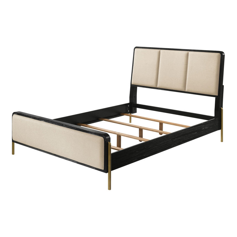 56-inch Panel Bed , Black/Cream, Queen