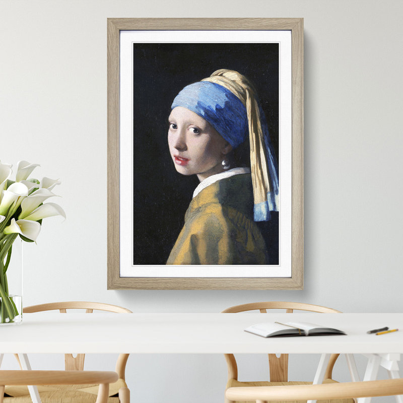 Girl with a Pearl Earring by Johannes Vermeer - Picture Frame Painting, Oak Framed, 48cm H x 36cm W x 2cm D