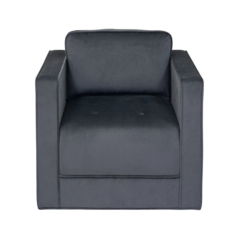 Gray Velvet 30" Swivel Armchair with Wood Frame