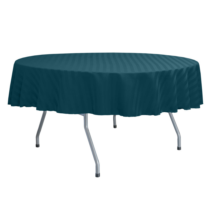 Latitude Run® Satin-Stripe Tablecloth Round, 72" x 72", Lagoon, 1