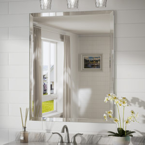 Janica Rectangular Beveled Frameless Bathroom Vanity Mirror Decorative Wall Accent Mirror