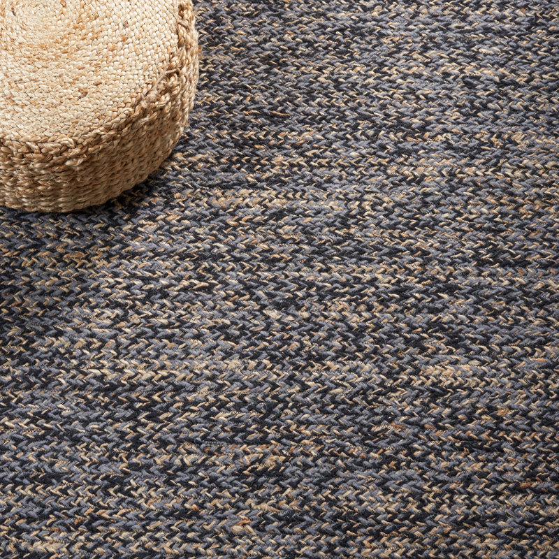 Jariell Natural Fiber Hand Loomed Wool/Jute Rug in Black/Natural, Rectangle 3' x 5'